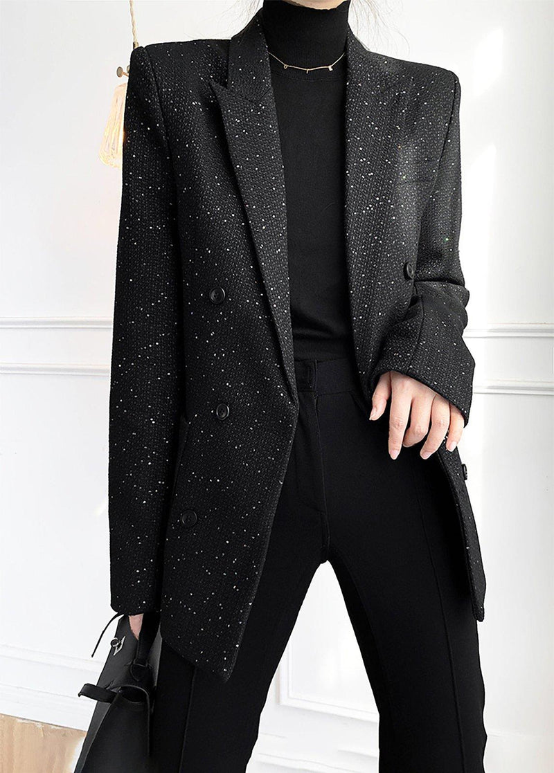 Black Tweed Doube Breasted Blazer – Vivian Seven