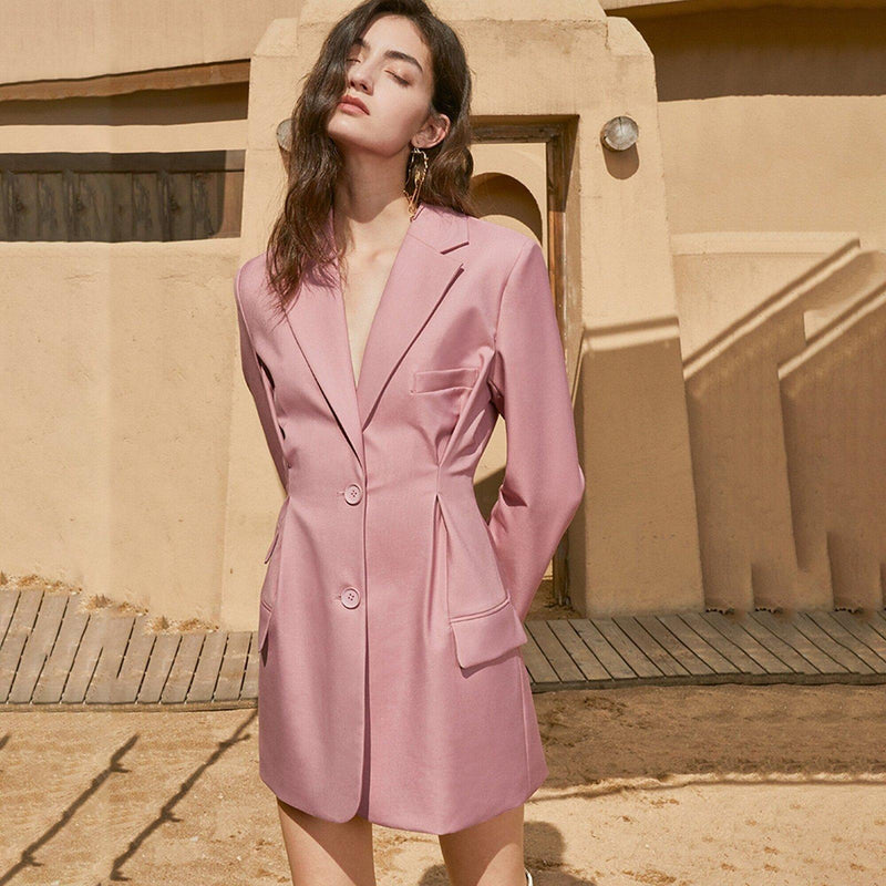 Long Sleeve Single Breasted Mini Blazer Dress | Vivian Seven Long Sleeve Single Breasted Mini Blazer Dress | Vivian Seven