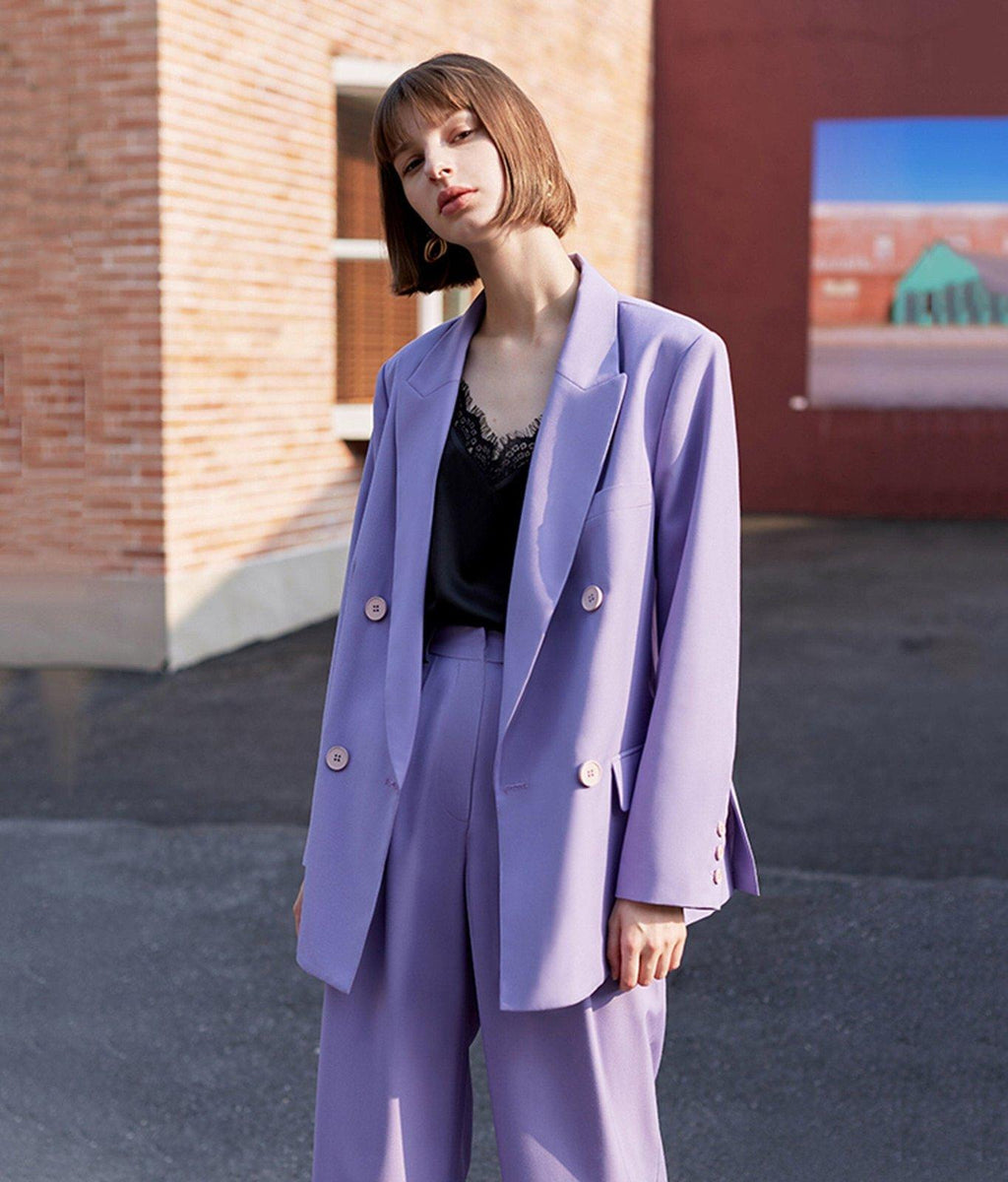 Women Blazer,Purple Loose Blazer,Oversize suit,Double Breasted
