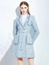 Women Blue Tweed Overcoat,winter wool coat,Blue wool coat,Wool blend wrap Coat,Tweed Long coat,Warm Winter Coat,Overcoat Women,Vivian7 C102 Vivian Seven