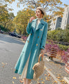 Women Blue double-faced Wool cashmere coat Double-breasted woolen coat Winter wool Blend Overcoat Shift Waist Belted fall coat outerwear Vivian Seven