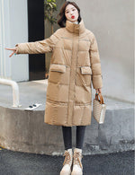 Women Down Coat,Casual Warm Puffy Coat,Belted Down Jacket,Puffer Coat,Beige Long Down Jacket,Winter coat,Oversize Down Jacket,Vivian7 C109 Vivian Seven