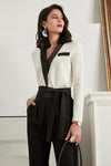 Women Contrast Suit Trousers Set,2 piece sets,long sleeve Blazer Pants Set,White Blazer+high waist pants,Office Lady suit,Wedding Guest Suit Vivian Seven