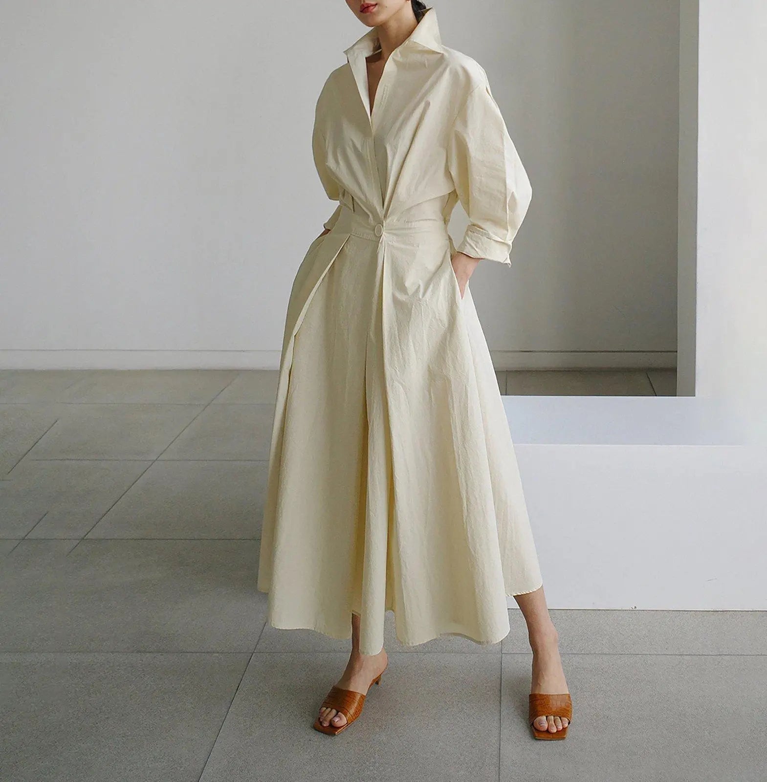 Puff Sleeve Relaxed Maxi Shirtdress | Vivian Seven Puff Sleeve Relaxed Maxi Shirtdress | Vivian Seven