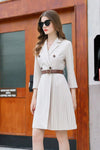 Three Quarter Sleeve Double Breasted Belted Blazer Dress Vivian Seven