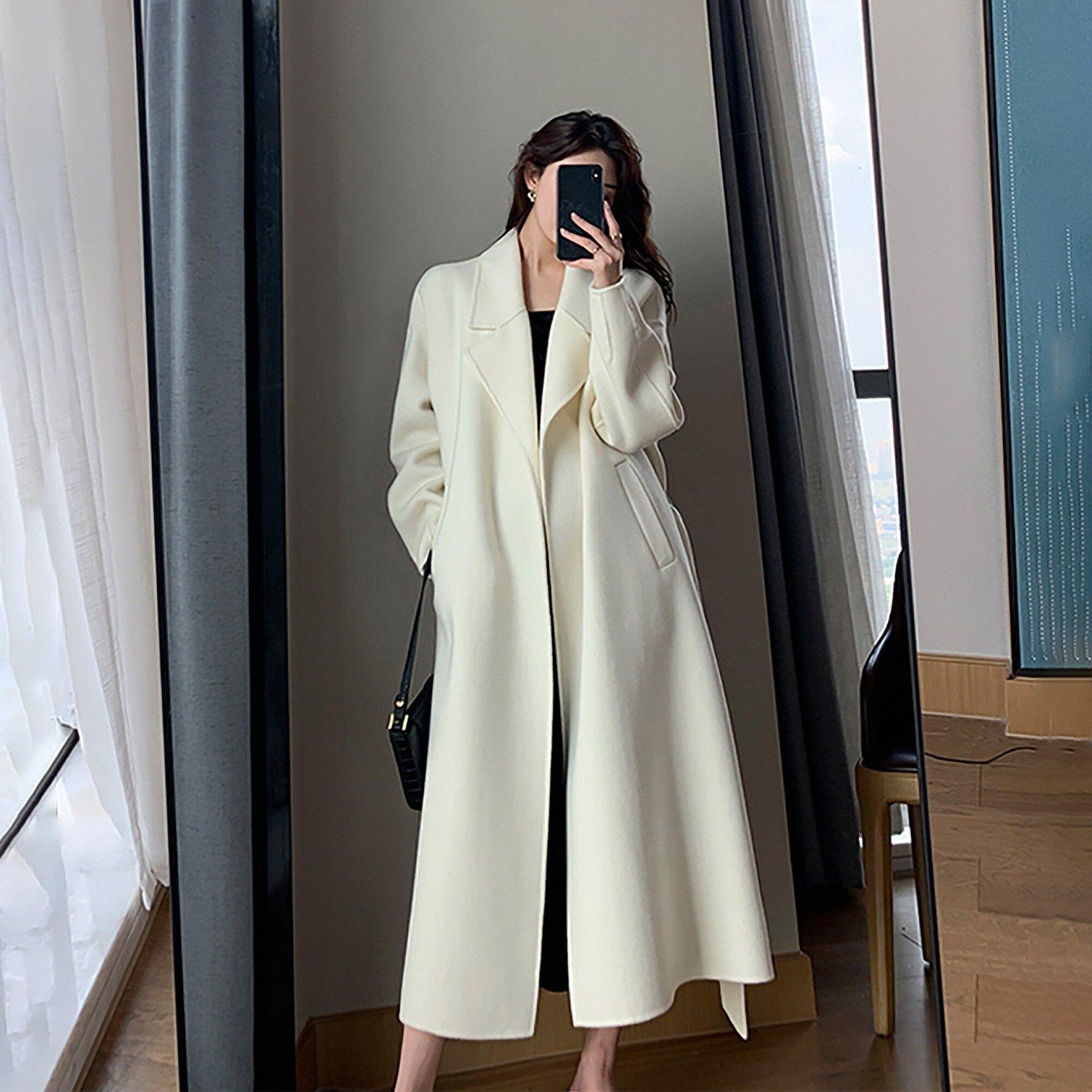 Wedding Ladies Long Duster Coat Jane Belted Double Face Wool Long Coat