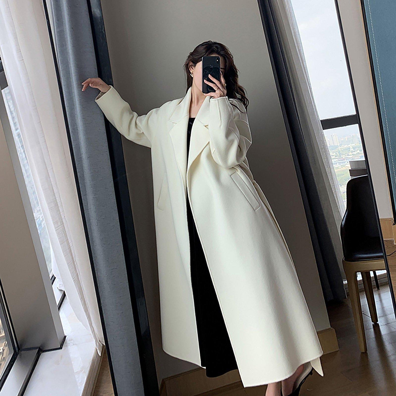 Women Double Faced wool long coat,White Long Wool Coat,Oversize Wool  Overcoat,Wedding Wool Coat,Wrap Wool Coat,Warm winter coat,Outerwear