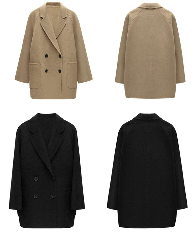 Women Double-breasted button Woolen Coat,Camel Wool Overcoat,Black cashmere Coat,Winter Coat,Women Outerwear,Wool Jacket Coat,Casual coat Vivian Seven