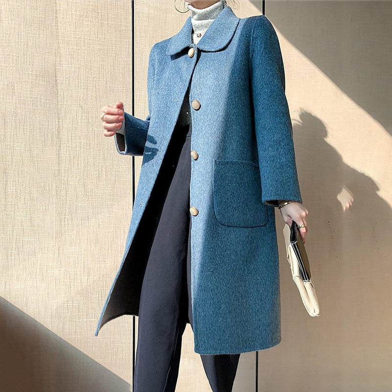Women Double face Wool coat,Handmade Wool Coat,Blue wool coat,Yellow Wool coat,Winter Coat Women,Pink wool Coat,Wool long coat,Vivian7 W104 Vivian Seven