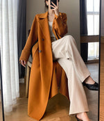 Women Double faced Wool Long Coat,Orange Long Wool Coat,Belted Wool Overcoat,Grey Wool Long Coat,Winter Coat Women,Oversize Maxi Wool Coat Vivian Seven