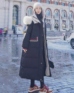 Women Fur Collar Hooded Quilted Puffer Coat Black Oversize Winter Parka Coat Vivian Seven