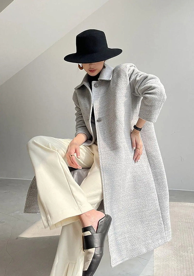 Women Gray Wool Long Coat,Oversize Wool Coat,Wool Trench Coat,Gray long wool coat,Warm winter coat,Woolen coat women,Loose Wool Coat Vivian Seven