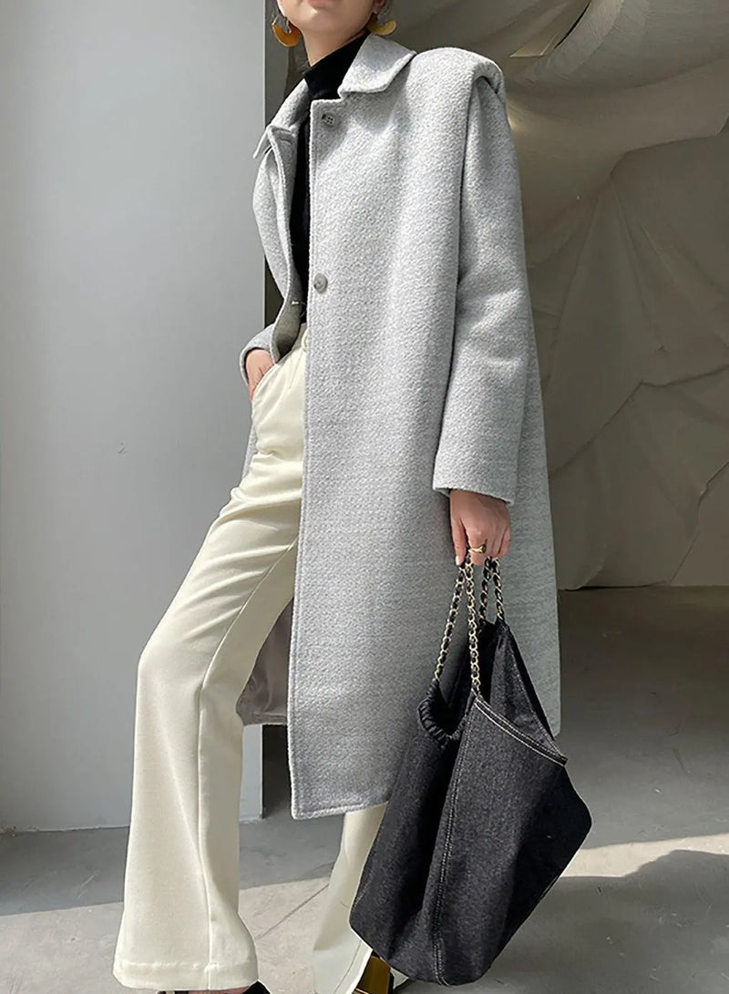 Women Gray Wool Long Coat,Oversize Wool Coat,Wool Trench Coat,Gray long wool coat,Warm winter coat,Woolen coat women,Loose Wool Coat Vivian Seven