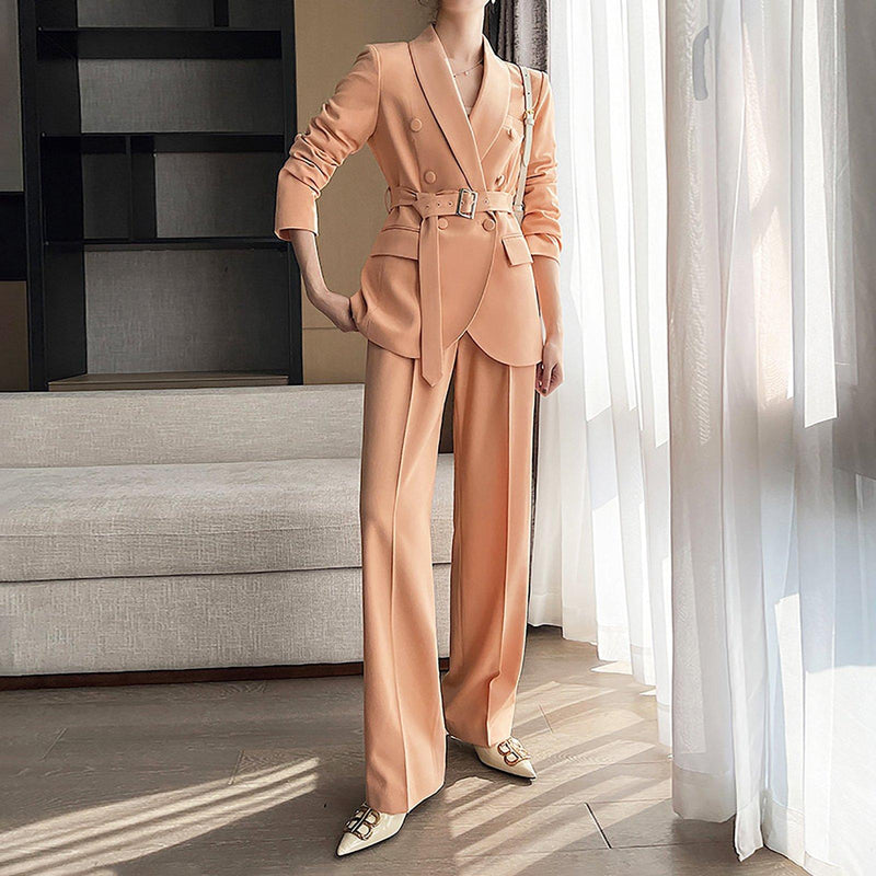 Dusty Pink Bell Bottom Pants Suit Set With Blazer Puffed Sleeve Blazer for  Women Rose Gold Trouser Set for Women Pink Pants Suit Set Women 