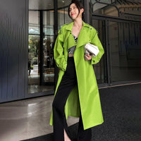 Women Green Trench Coat,Epaulet long windbreaker,Fall coat,Belt Trench coat,Duster Coat,Oversize Trench Coat,Autumn winter Coat,Vivian7 T106 Vivian Seven