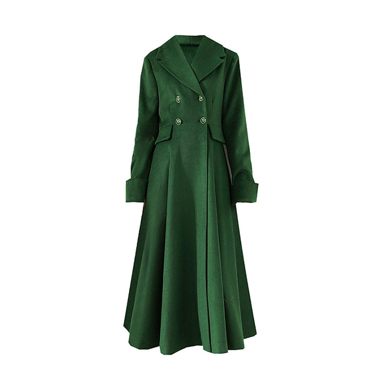 Women Green Wool Long Coat,Thicken Wool Overcoat,Double Breasted Coat,A line Wool Trench Reefer Coat,Warm Winter Coat,Green Long Wool Coat Vivian Seven