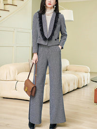 wool blend blazer and pants suit