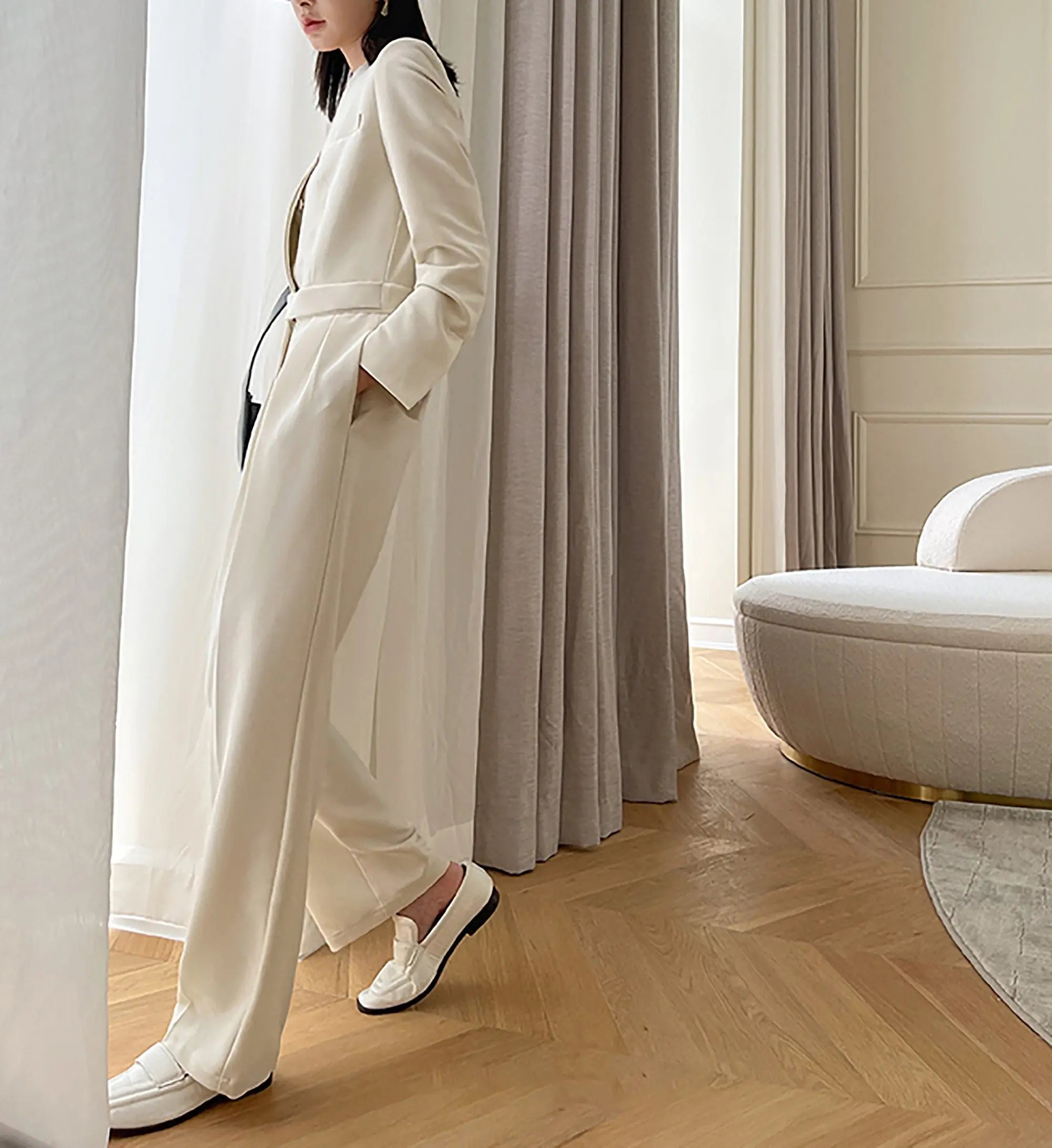 V-Neck Long Sleeve Wide Leg Jumpsuit | Vivian Seven