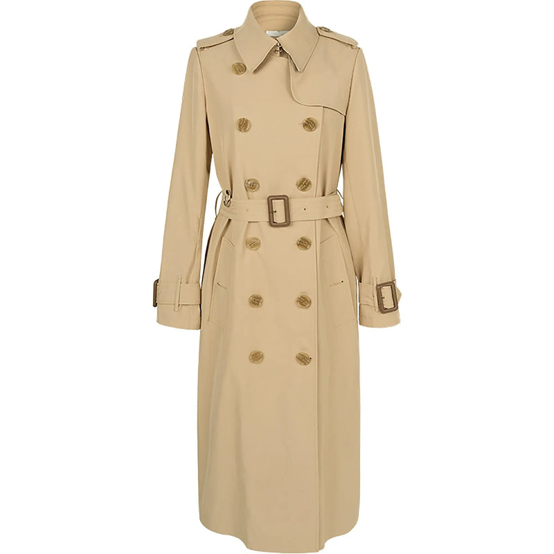 Women Khaki Double Breasted Trench Coat,Long Fall Coat Windbreaker,Office lady Duster Coat,classic trench coat,Waterproof Raincoat Outerwear Vivian Seven