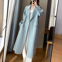 Women Light Blue Wool Long Coat,White Long Wool Coat,Double Faced Wool Coat,Wool Overcoat,Warm Winter Coat,Oversize Wool Coat,Handmade Coat Vivian Seven