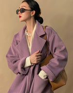 Women Light Purple Wool Coat,Camel Wool Long Coat,Wool Overcoat,woolen coat jacket,Oversize Wool Coat,Winter Coat Women,Loose Wool Coat Vivian Seven
