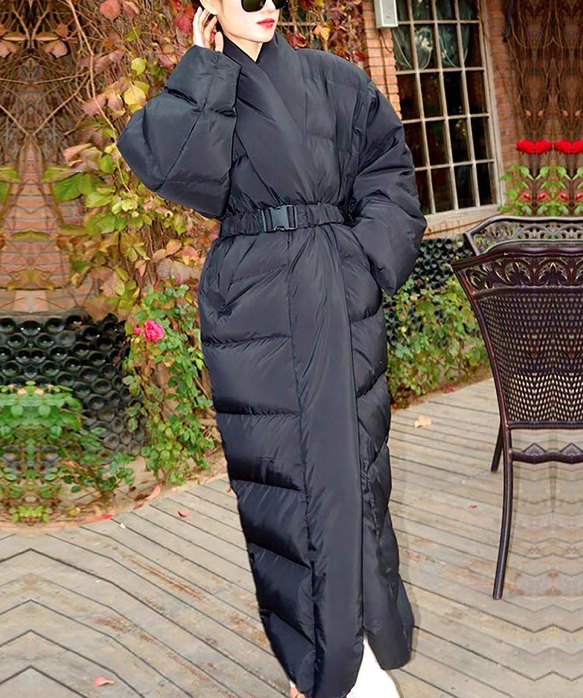 Shawl Collar Belted Wrap Maxi Puffer Down Coat – Vivian Seven