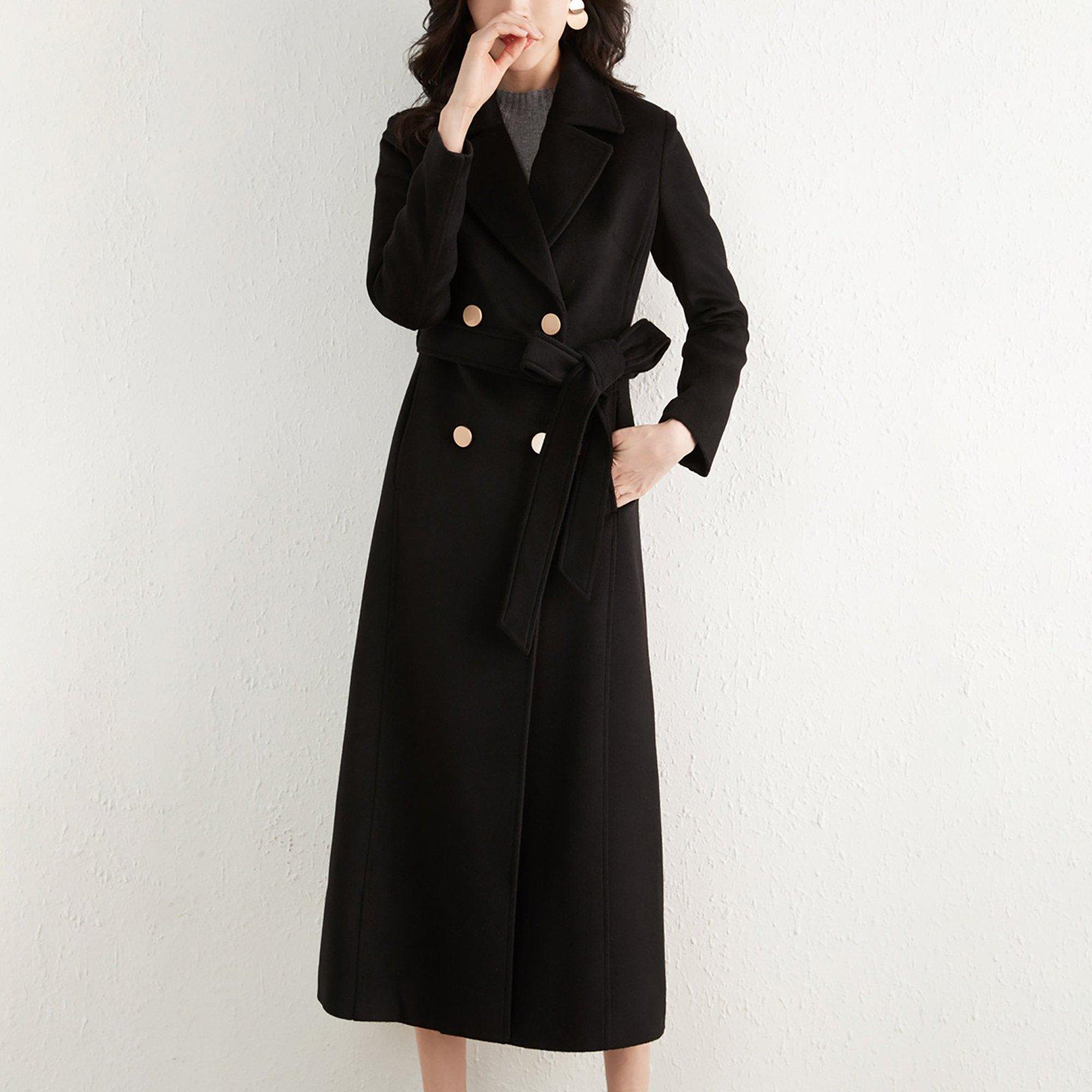 Women Long Wool Maxi Coat,Double Breasted Woolen Overcoat,Custom Coat,Wool Blend Long Coat,Winter Coat Women,Black Long Coat Vivian7 W107 Vivian Seven
