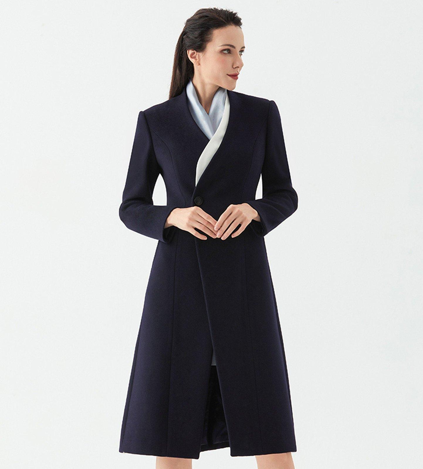 One Button Collarless Wool Blend Coat – Vivian Seven