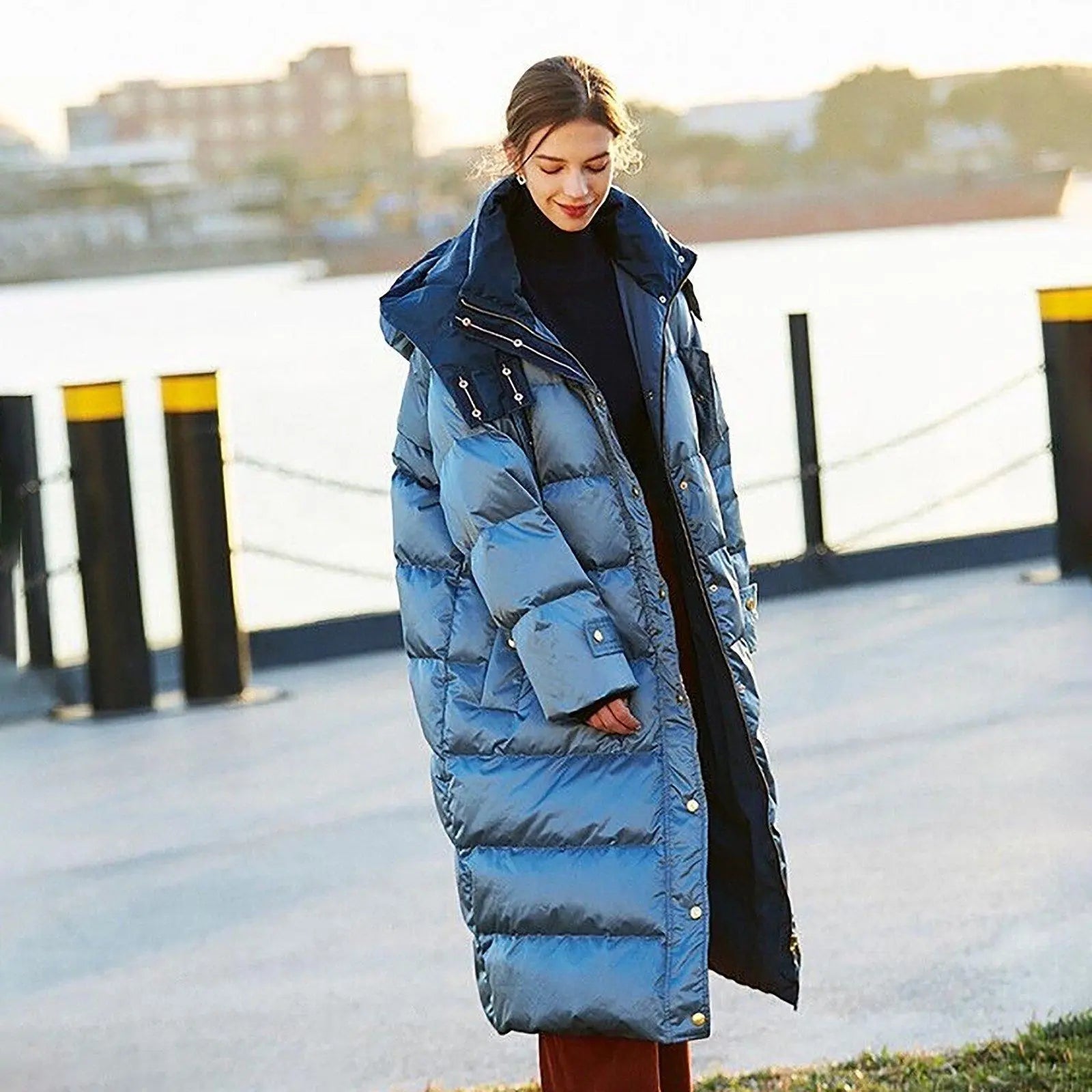 Oversized Hood Long Down Puffer Coat | Vivian Seven