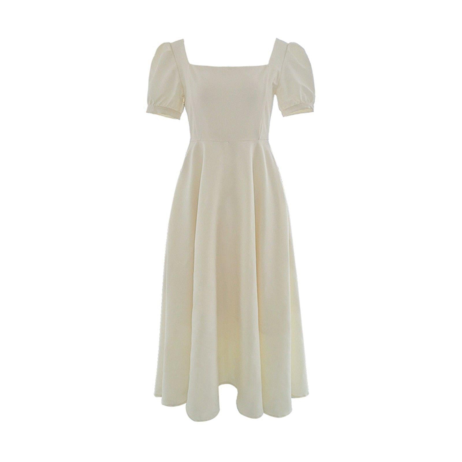 Square Neck Short Sleeve High Waist Flare Dress | Vivian Seven Square Neck Short Sleeve High Waist Flare Dress | Vivian Seven