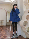 Women Oversize Blue Hooded Down Coat Warm Quilted Down Puffer Jacket Winter Coat Vivian Seven