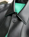 Women PU leather Jacket,Color Contrast Faux Leather Coat,Black leather Jacket,Oversize PU leather Jacket,Autumn Leather Jacket,Fall Coat Vivian Seven