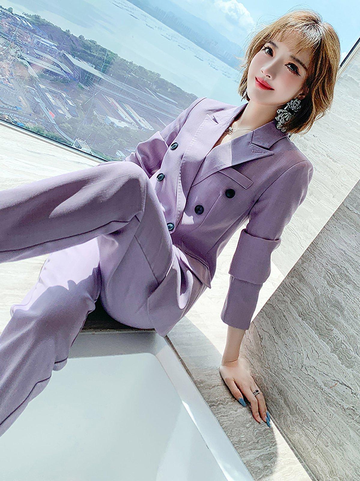 Orchid Double Breasted Blazer & Pants Two-Piece Set Vivian Seven