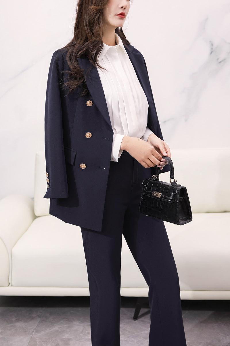 Formal Double-Breasted Office Blazer & Pants Two Piece Set