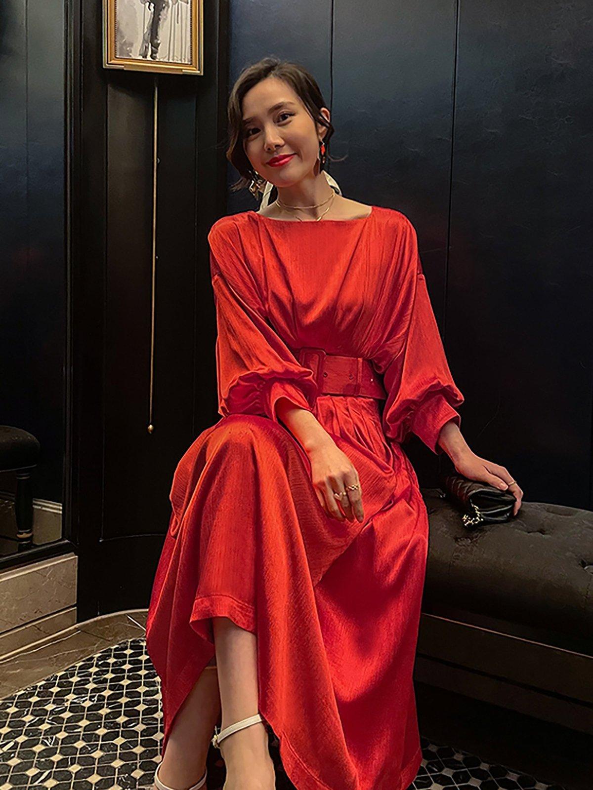 Women Red Satin Long Midi Dress,Semi Formal Dress,Maxi Dress,Wedding Dress,Cocktail Party Dress,Evening Dress,Red Long Pleats Dress,Red Gown L Women Red Satin Long Midi Dress,Semi Formal Dress,Maxi Dress,Wedding Dress,Cocktail Party Dress,Evening Dress,Red Long Pleats Dress,Red Gown L
