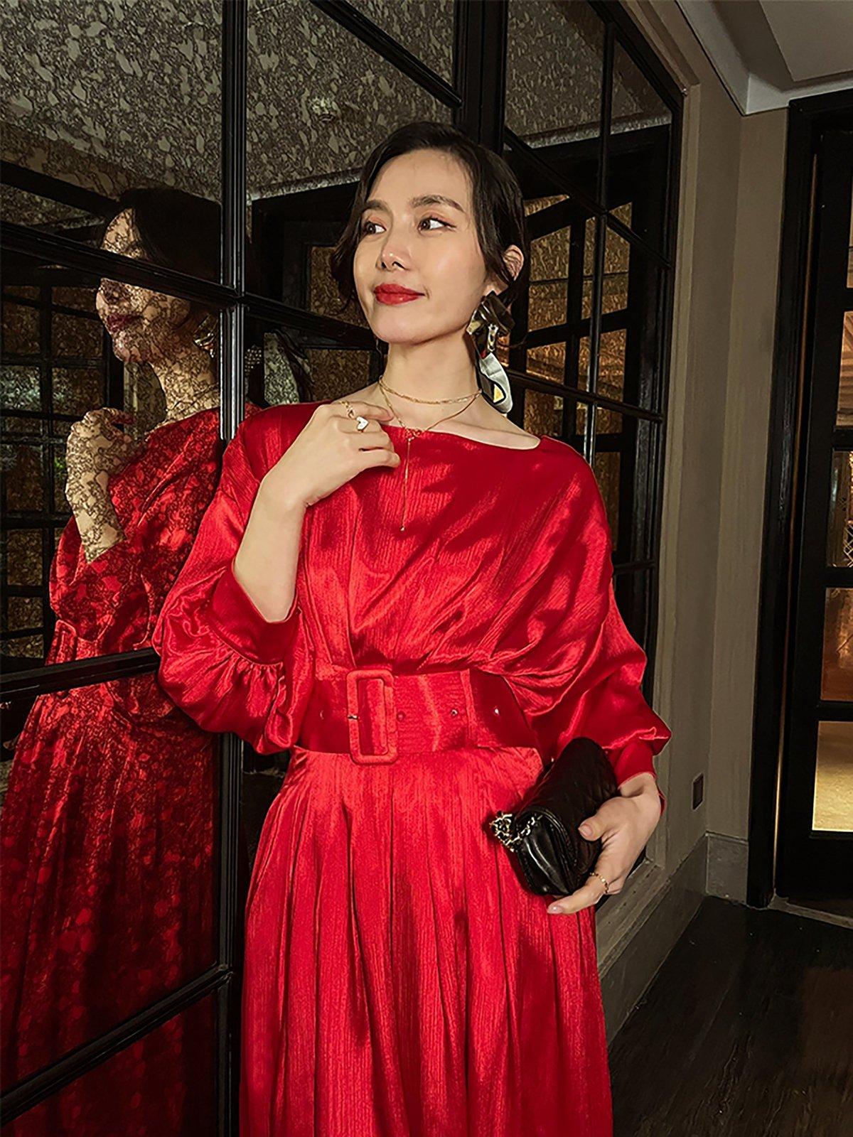 Women Red Satin Long Midi Dress,Semi Formal Dress,Maxi Dress,Wedding Dress,Cocktail Party Dress,Evening Dress,Red Long Pleats Dress,Red Gown L Women Red Satin Long Midi Dress,Semi Formal Dress,Maxi Dress,Wedding Dress,Cocktail Party Dress,Evening Dress,Red Long Pleats Dress,Red Gown L
