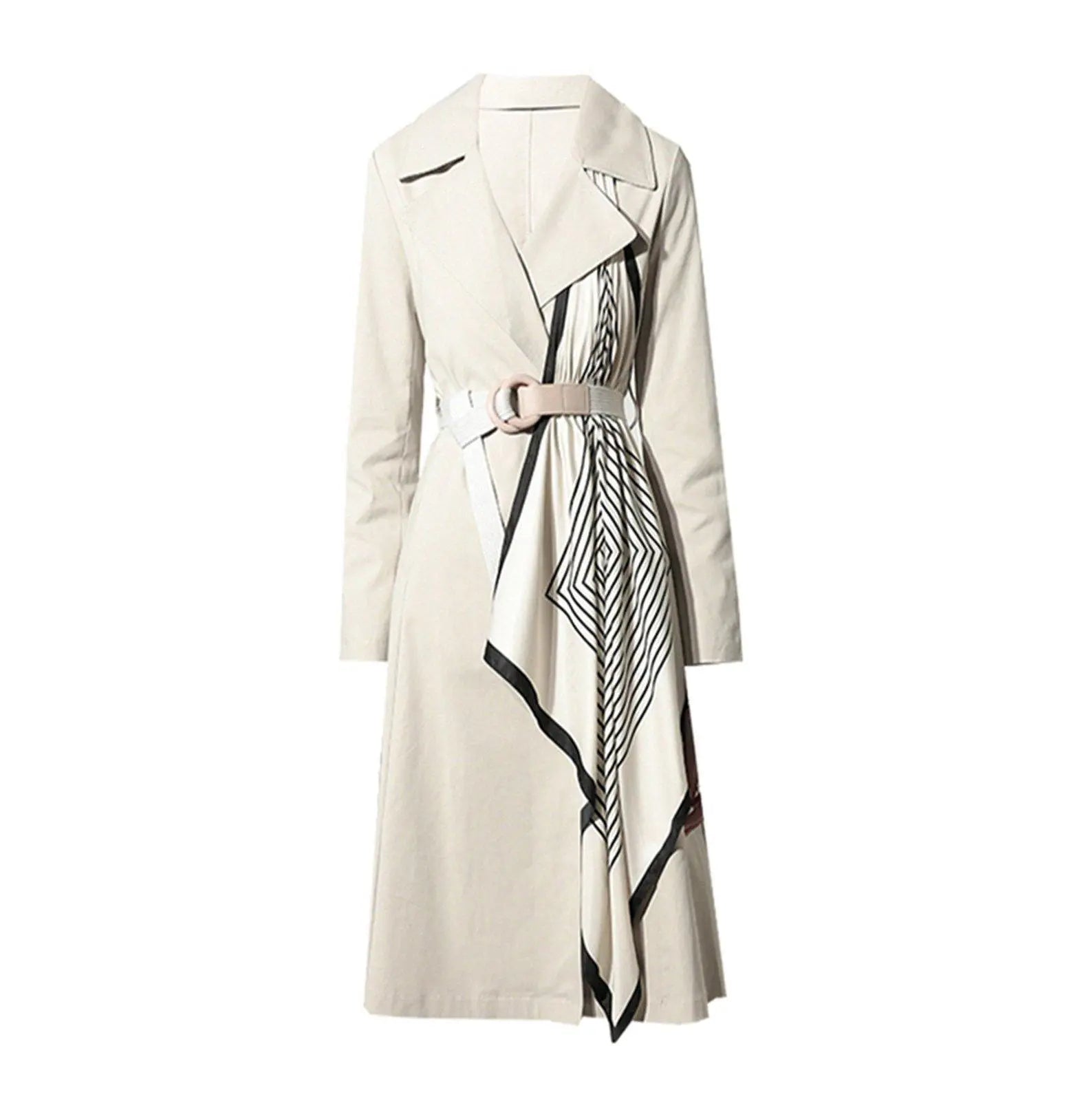 Satin Scarf Detail Belted Trench Coat Vivian Seven
