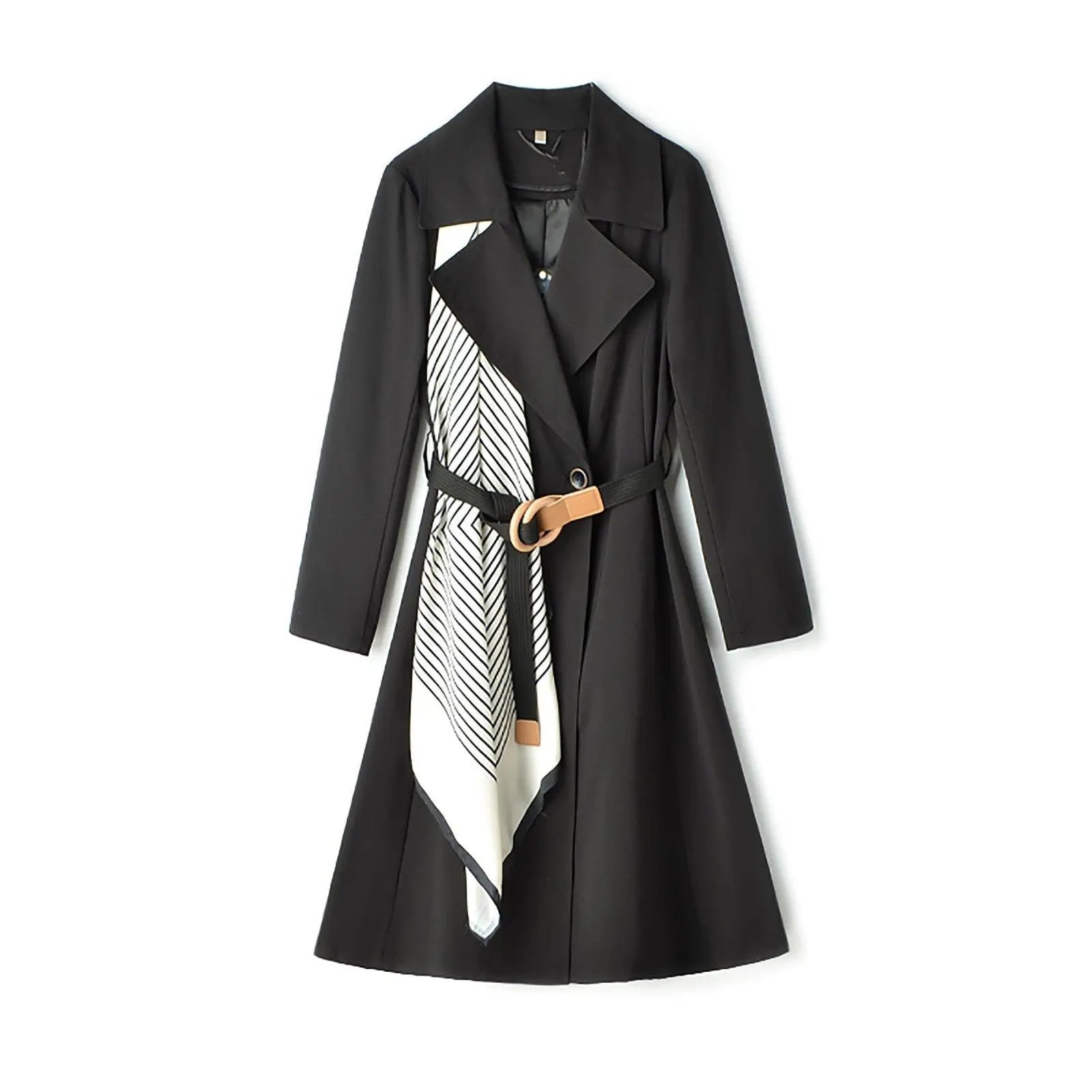 Satin Scarf Detail Belted Trench Coat Vivian Seven