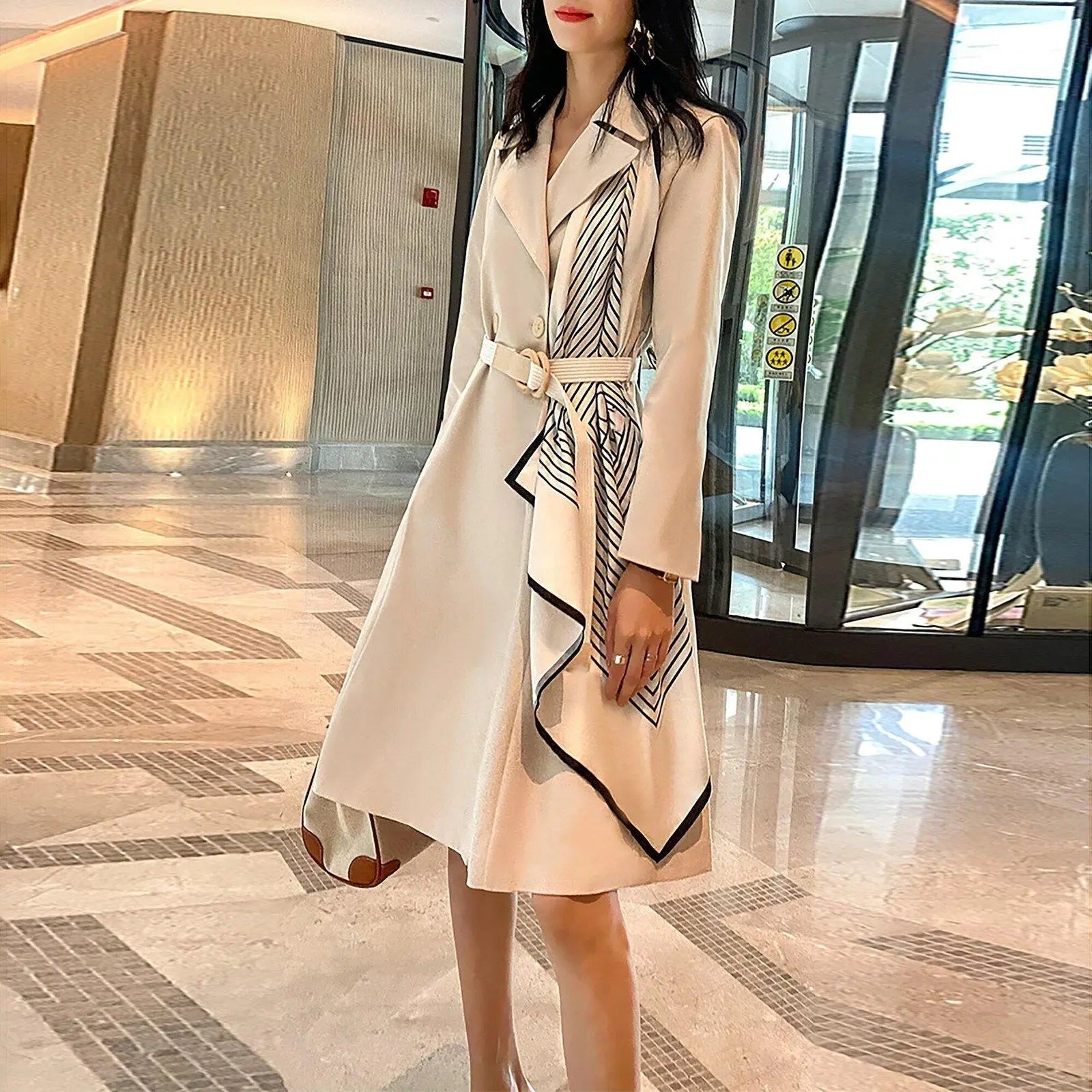 Satin Scarf Detail Belted Trench Coat | Vivian Seven XS / Black Satin Scarf Detail Belted Trench Coat | Vivian Seven XS / Black