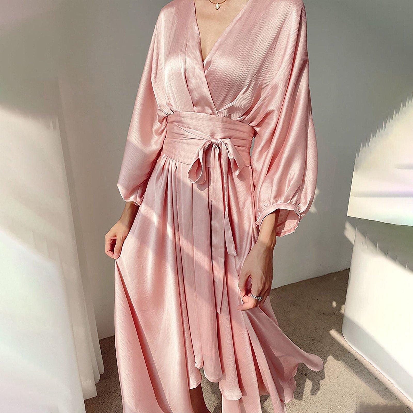 loose cocktail dress with sleeves Biudgviw Cocktail Dresses for Women Elegant Long Sleeve High Neck Mini Dress Fall Loose Ruffle Hem Layered Party A-Line Dress, Women's, Size: XL,