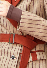 Striped Wool Blend Belted Blazer & Flare Pants Vivian Seven
