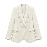 Women Tweed Blazer jacket,White Fitted Tweed Jacket,Black Tweed Blazer Suit,Double breasted Coat,Autumn Winter Jacket Coat,Wedding Suit Vivian Seven