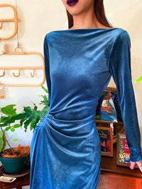 Spandex Velvet Long Sleeve Ruched Maxi Dress Vivian Seven