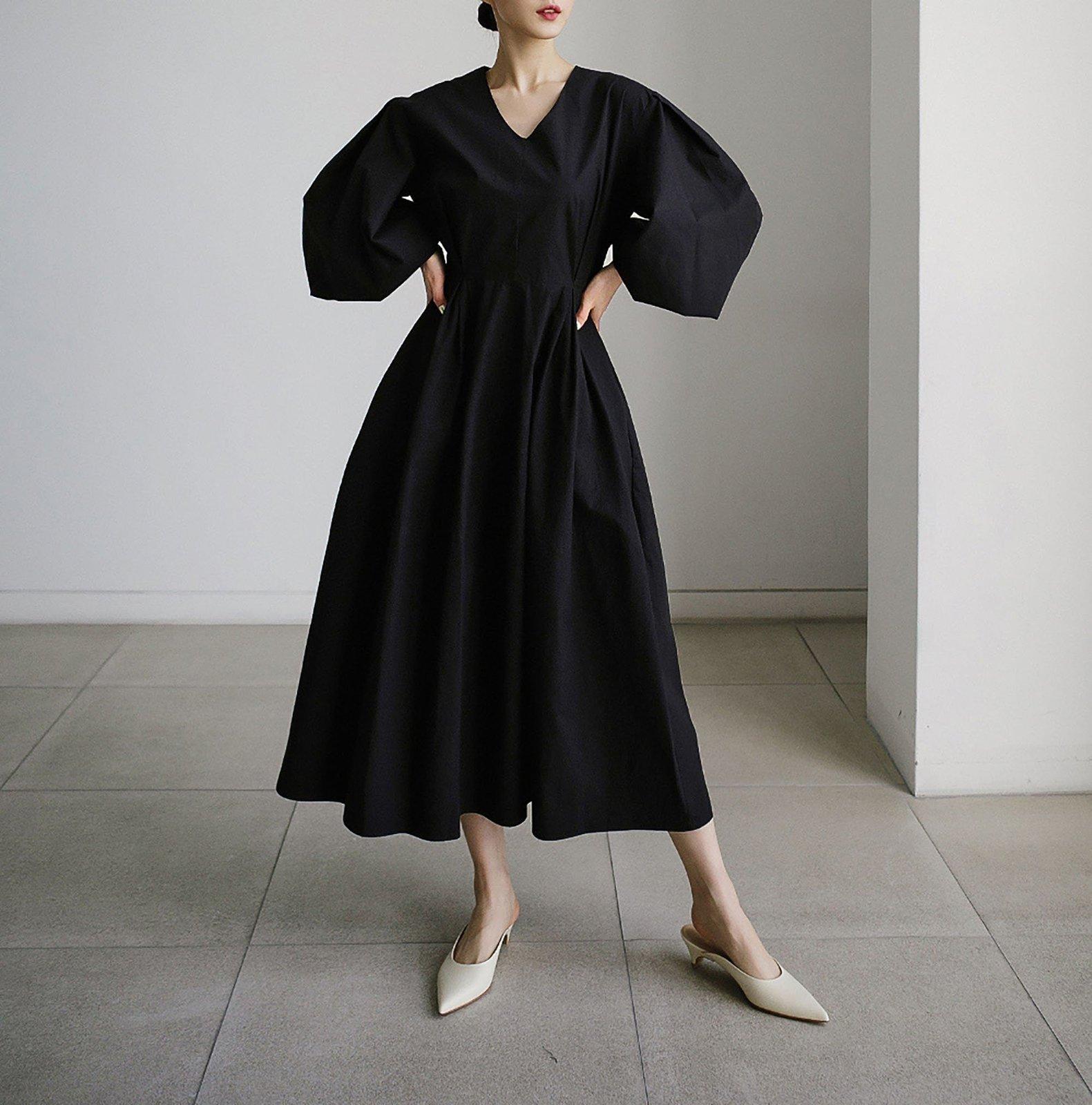 Relaxed Puff Sleeve High Waist Maxi Dress | Vivian Seven