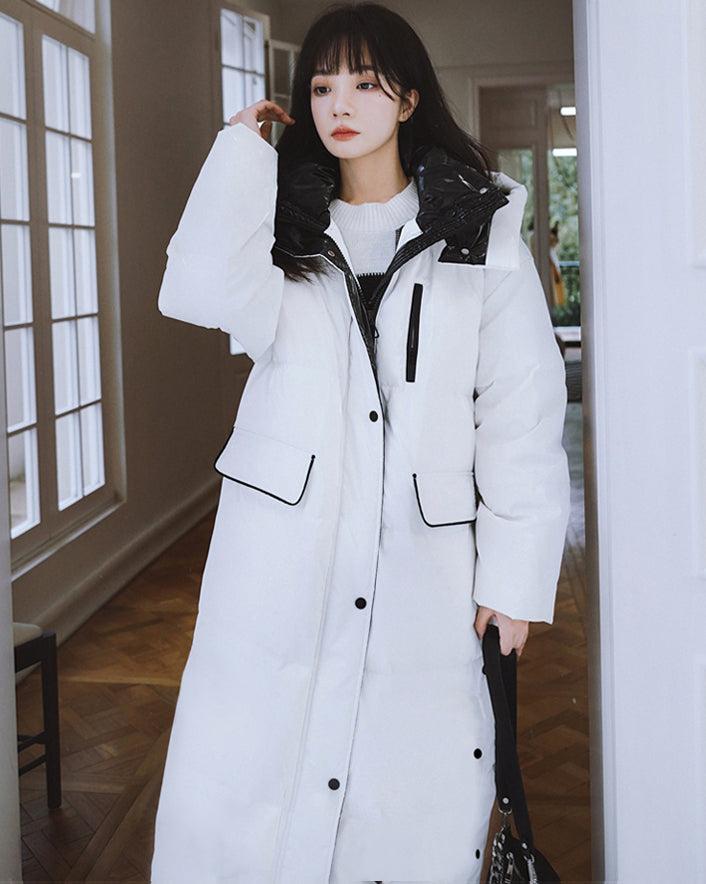 Hooded Long Qulited Down Puffer Coat – Vivian Seven