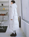 Women White Hooded Long Down Coat Warm Quilted Down Puffer Parka Oversize Black Winter Coat Vivian Seven