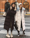 Women White Hooded Quilted Puffer Coat Black Oversize Winter Parka Coat Vivian Seven