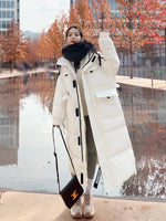 Women White Hooded Quilted Puffer Parka Coat Oversize Long Winter Coat Vivian Seven