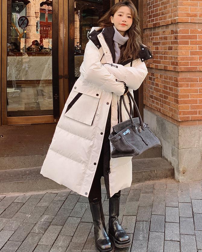 Loose White Hooded Quilted Puffer Coat – Vivian Seven
