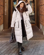 Women White Oversize Hooded Quilted Puffer Coat Black Loose Winter Parka Coat Vivian Seven